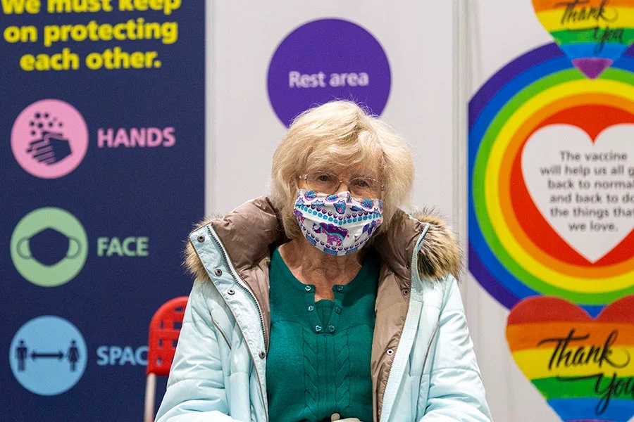 Vaccination patient after receiving injection