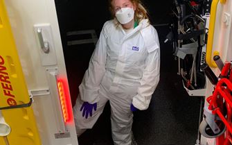 Amy Hughes PPE back of ambulance Amy Hughes PPE back of ambulance