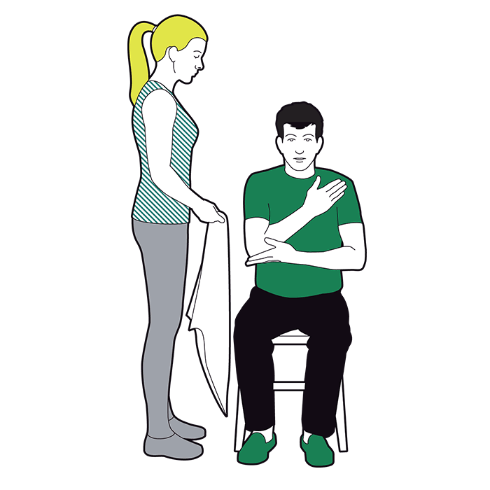 Elevation sling - ask the casualty  to support the