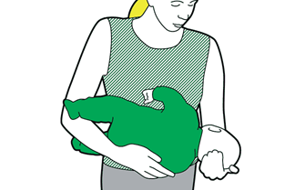First aid - cradle your baby with the head tilted downwards