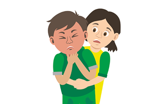 Child doing abdominal thrusts. Child doing abdominal thrusts.