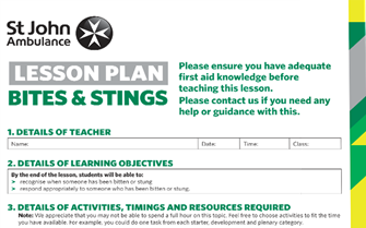Bites and Stings lesson plan image
