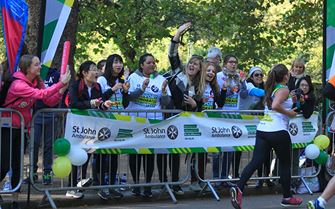 St John Ambulance cheer point at running event