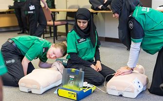 Cadets practising with AED