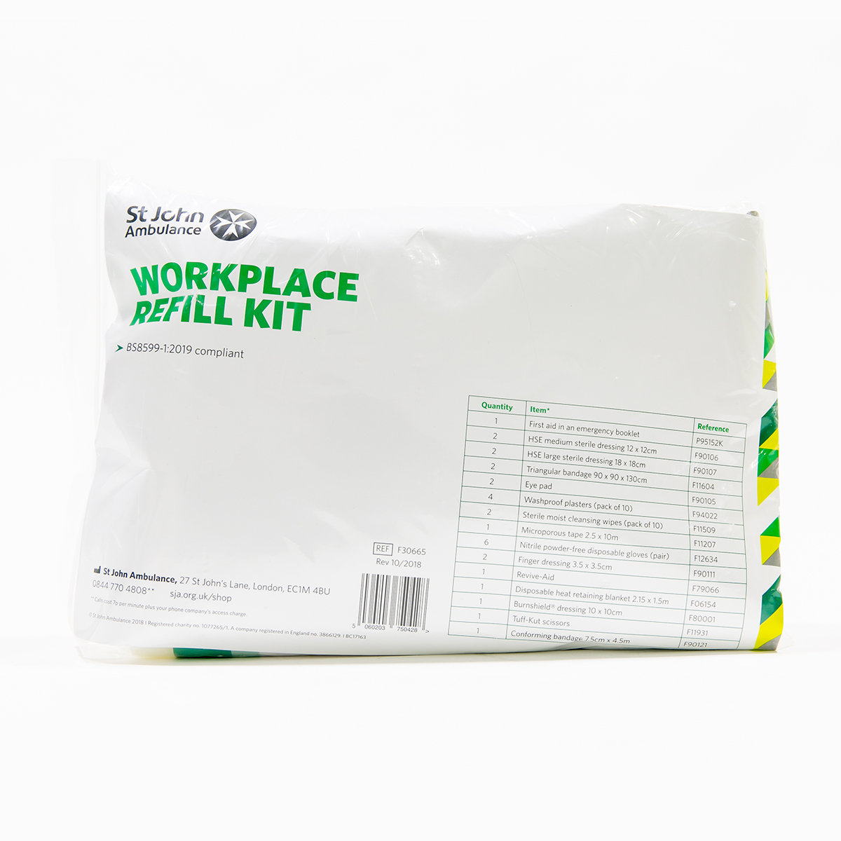 St John Ambulance Workplace Refill First Aid Kit BS 8599-1:2019