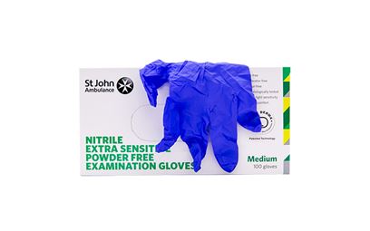 Box of 100 Medium St John Ambulance Nitrile Powder-Free Extra Sensitive Gloves Box of 100 Medium St John Ambulance Nitrile Powder-Free Extra Sensitive Gloves