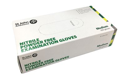 Box of 100 Medium St John Ambulance Nitrile Powder-Free Examination Gloves