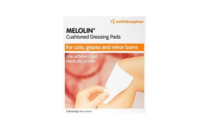 Pack of 5 10cm x 10cm Melolin Cushioned Dressing Pads Pack of 5 10cm x 10cm Melolin Cushioned Dressing Pads