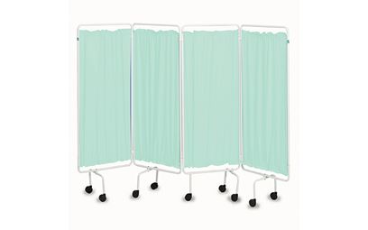 Portable Folding Screen with White Frame and Green Curtains Portable Folding Screen with White Frame and Green Curtains