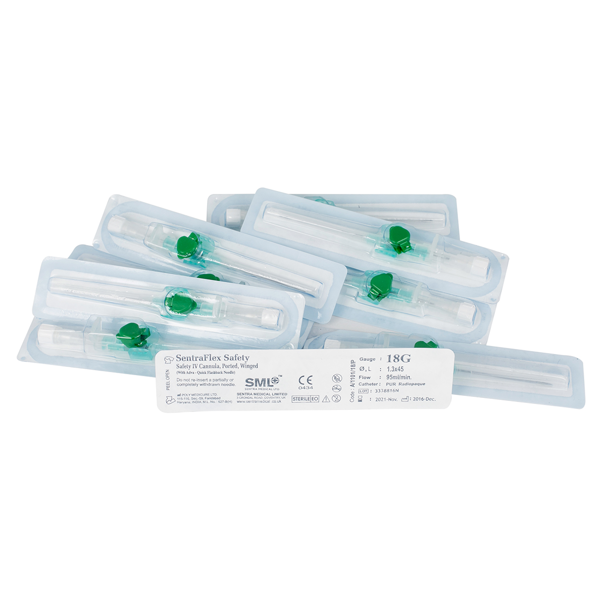 Pack of 10 18g Ported Safety Cannula